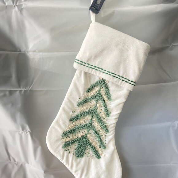 White Christmas Stocking Embroidered Tree with Shiny Beads Ornaments - Picture 11 of 11